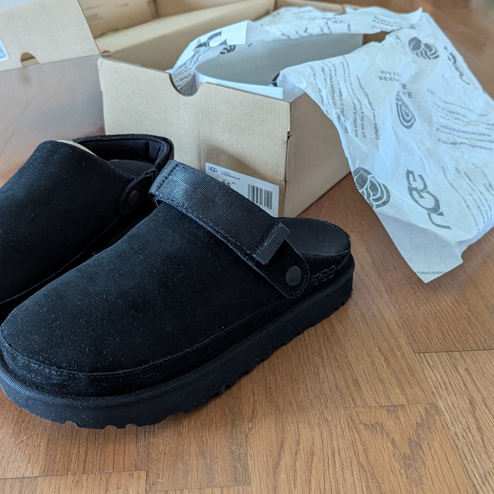 Black Suede Slip-On Clogs